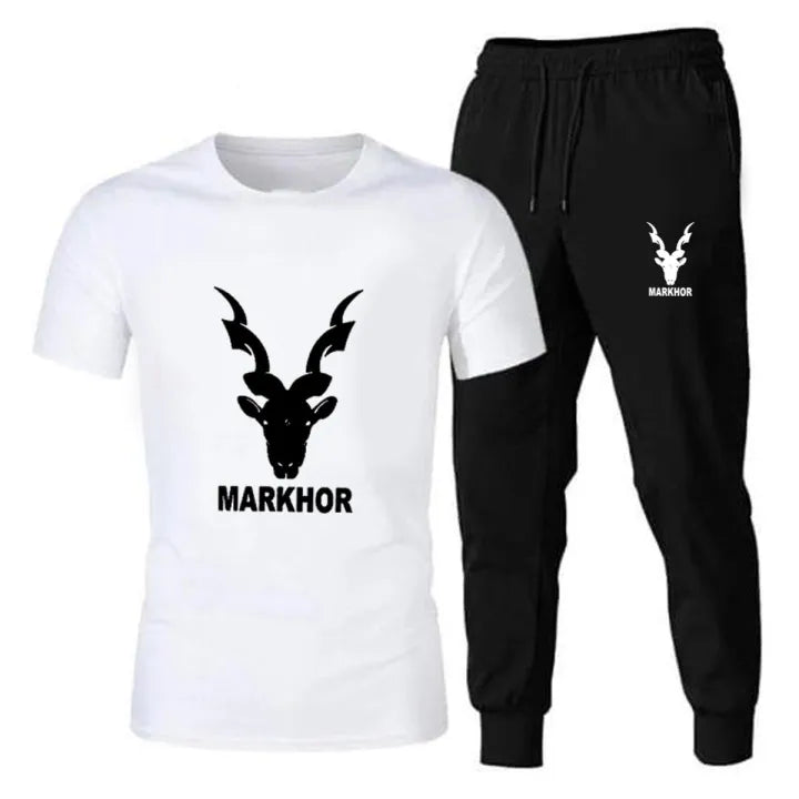 Black Trendy Printed Tracksuit For Men and Boys - Soft and Comfortable Fabric T Shirt and Trouser Printed Tracksuit